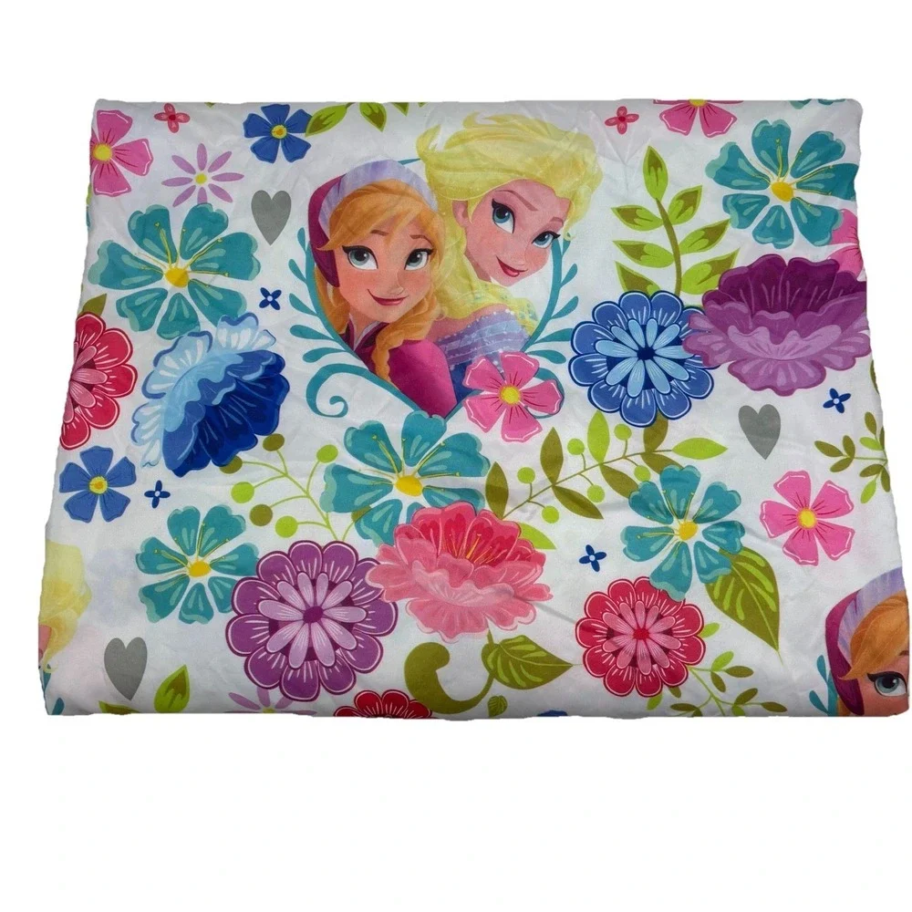 Disney Frozen Anna & Elsa Flat & Fitted Full Sheets Flowers Excellent Condition